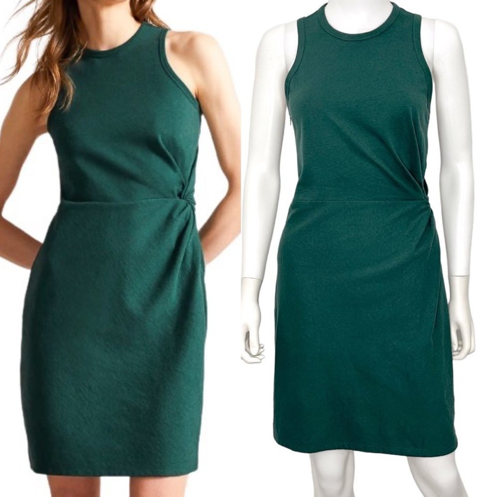Ted Baker Livviaa Knot Front Cotton Jersey Tank Dress in Dark Green Size US 8